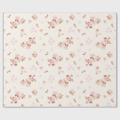 ウォーターカラーコテージコアフローラルパターンインピンク ラッピングペーパー (フラット)