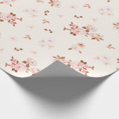 ウォーターカラーコテージコアフローラルパターンインピンク ラッピングペーパー (角)