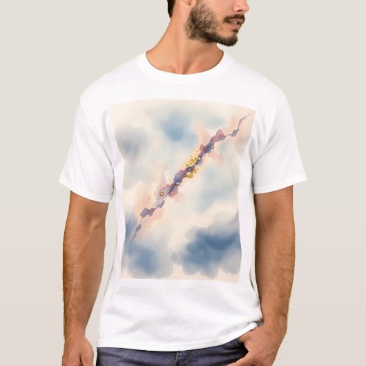 ウォーターカラーコメットギャラクシーシーン Tシャツ (正面)