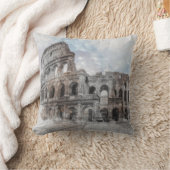 ウォーターカラーコロシアムローマイタリア クッション (ブランケット)