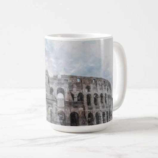 ウォーターカラーコロシアムローマイタリア コーヒーマグカップ (正面右)