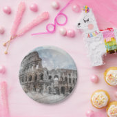 ウォーターカラーコロシアムローマイタリア ペーパープレート (パーティー)