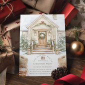 ウォーターカラーコージークリスマスホームパーティー 招待状