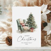 ウォーターカラーコージーホームクリスマスツリー シーズンカード