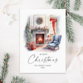 ウォーターカラーコージーホームクリスマスツリー シーズンカード