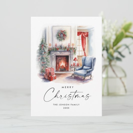ウォーターカラーコージーホームクリスマスツリー シーズンカード (スタンド正面)