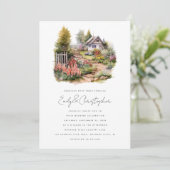 ウォーターカラーコージー春ガーデンランドスケー結婚ズ 招待状 (スタンド正面)