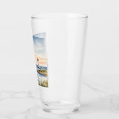 ウォーターカラーコースタルビーチイ海ライトハウス タンブラーグラス (左)