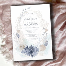 ウォーターカラーコーラルシーシェルシーサイドブライダルシャワー