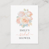 ウォーターカラーコーラルピンクフローラガーデンブライダルシャワー エンクロージャーカード (裏面)