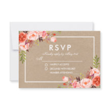 ウォーターカラーコーラルフローラクラフトRSVP 結婚's