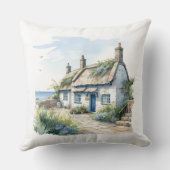 ウォーターカラーコーンウォールシーサイドコテージ クッション (裏面)