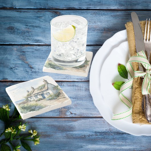 ウォーターカラーコーンウォールシーサイドコテージ ストーンコースター