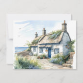 ウォーターカラーコーンウォールシーサイドコテージ ノートカード (正面)