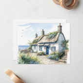 ウォーターカラーコーンウォールシーサイドコテージ ノートカード (正面/裏面インサイチュ)