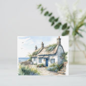 ウォーターカラーコーンウォールシーサイドコテージ ポストカード (スタンド正面)