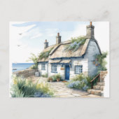 ウォーターカラーコーンウォールシーサイドコテージ ポストカード (正面)