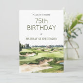 ウォーターカラーゴルフコースゴルファー誕生日 招待状 (スタンド正面)