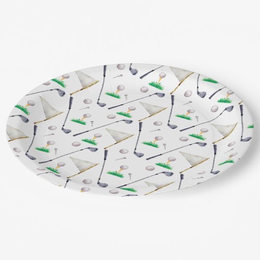 ウォーターカラーゴルフ紙プレート ペーパープレート (アングル)