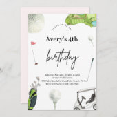 ウォーターカラーゴルフ誕生日招待状 招待状 (正面/裏面)