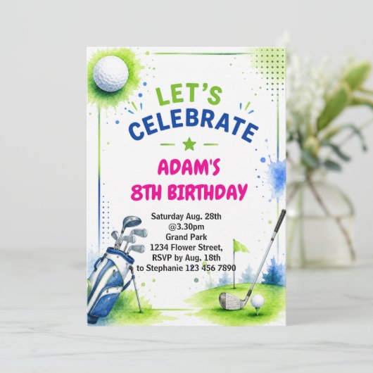 ウォーターカラーゴルフ 誕生日 インビテーション (スタンド正面)