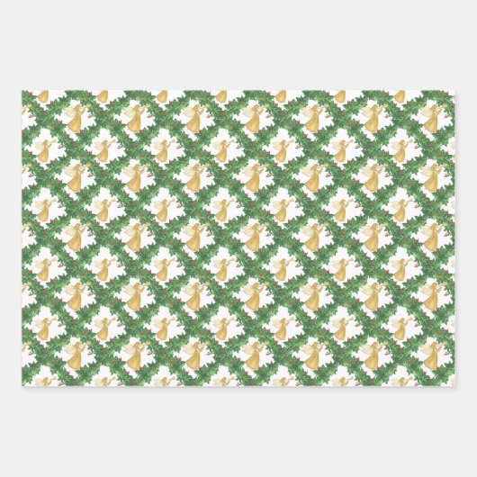 ウォーターカラーゴールデンエンジェルガーランド ラッピングペーパーシート (正面3)