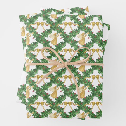 ウォーターカラーゴールデンエンジェルガーランド ラッピングペーパーシート (インサイチュ)