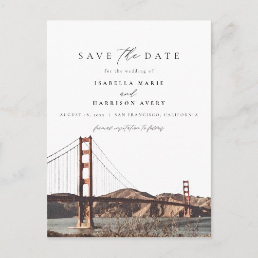 ウォーターカラーゴールデンゲートサンフランシスコCalifornia ポストカード (正面)