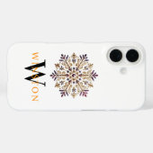ウォーターカラーゴールデンスノーフレーク魔法モノグラムホワイト Case-Mate iPhoneケース (裏面 (横))