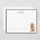 ウォーターカラーゴールデンドードルドッグフラット サンキューカード (正面/裏面)