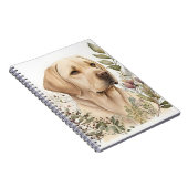 ウォーターカラーゴールデンラブラドールリトリバーと花 ノートブック (右側)