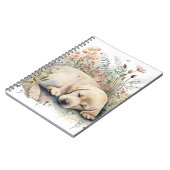 ウォーターカラーゴールデンラブラドールリトリバーと花 ノートブック (左側)