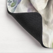 ウォーターカラーゴールデンラブラドールリトリバーと花 マウスパッド (コーナー)