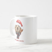 ウォーターカラーゴールデンレトリエバーサンタクリスマス コーヒーマグカップ (正面左)