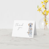 ウォーターカラーゴールデンレトリエバードッグありがとう カード (黄色い花)