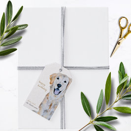 ウォーターカラーゴールデンレトリエバードッグハッピーバースデー ギフトタグ