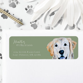 ウォーターカラーゴールデンレトリエバードッグ差出人住所 ラベル