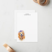 ウォーターカラーゴールデンレトリバーパーソナライズされたサンキュービョウ ノートカード (正面/裏面インサイチュ)