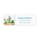 ウォーターカラーサウスウェストフラワー咲くサボテン リターン ラベル (正面)