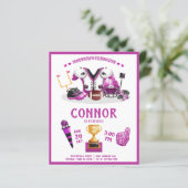 ウォーターカラーサッカーピンクバジェット誕生日招待状 (スタンド正面)