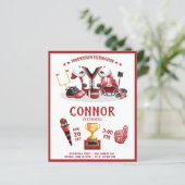 ウォーターカラーサッカーレッドバジェット誕生日招待状 (スタンド正面)