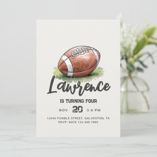 ウォーターカラーサッカー誕生日招待状 招待状 (スタンド正面)