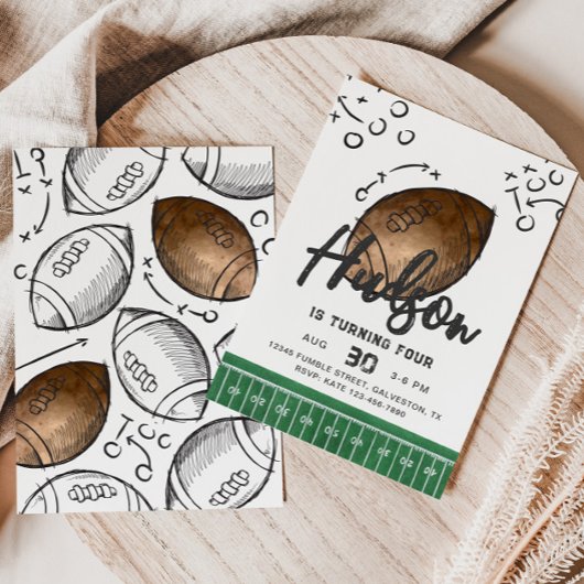 ウォーターカラーサッカー誕生日招待状 招待状