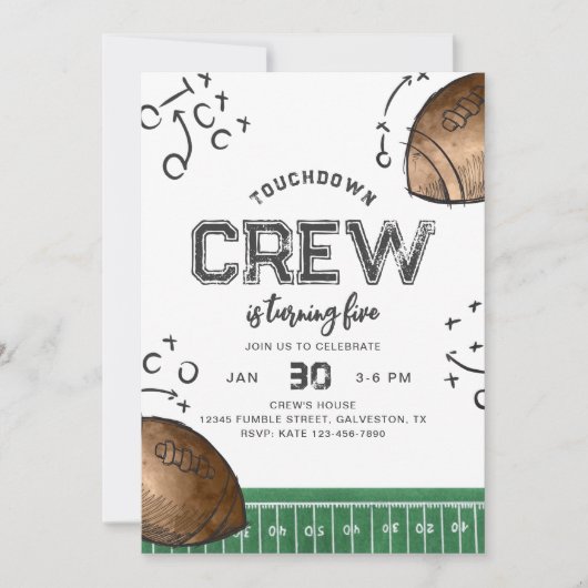 ウォーターカラーサッカー誕生日招待状 招待状 (正面)