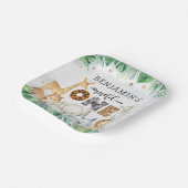 ウォーターカラーサファリアニマルズワイルドワン誕生日 ペーパープレート (傾斜あり)