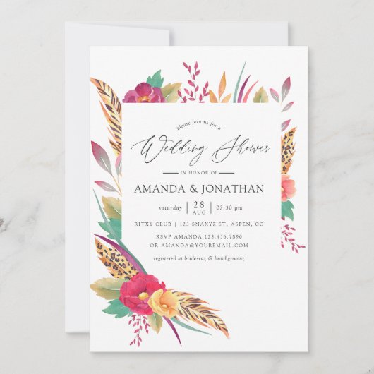 ウォーターカラーサファリウェディングシャワー 招待状 (正面)