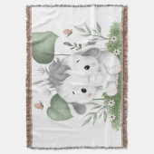 ウォーターカラーサファリエレファントベビーデザイン スローブランケット (正面縦)