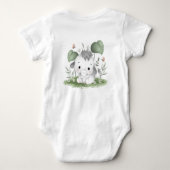 ウォーターカラーサファリエレファントベビーデザイン ベビーボディスーツ (裏面)