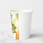 ウォーターカラーサファリキリン赤ちゃんシャワー 紙コップ (左)