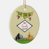 ウォーターカラーサファリジャングルアニマルイラストレーションベビー セラミックオーナメント (右)